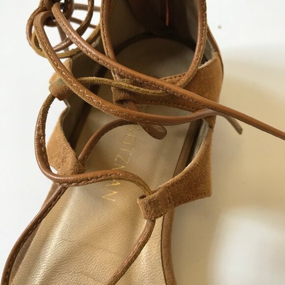 Stuart Weitzman Gladiator Sandals 6 Brown Suede - Picture 5 of 13